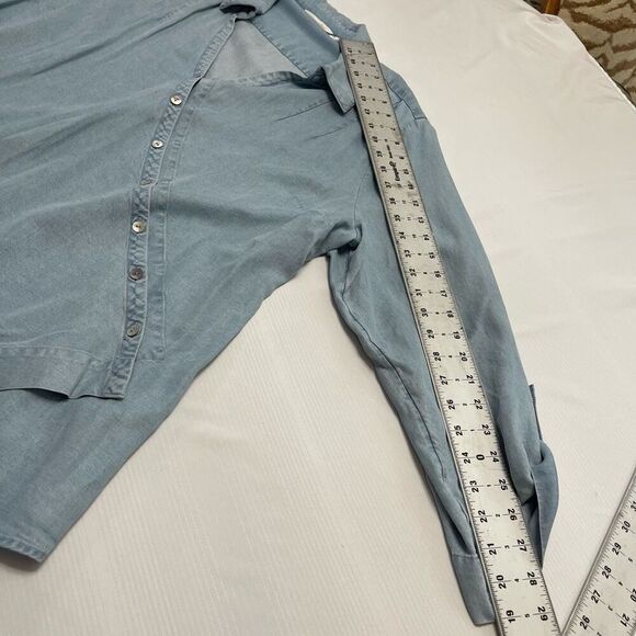 Soft Surroundings Asymmetrical Denim Wash Tencel Chambray Tunic Plus Size 2X - Picture 5 of 8